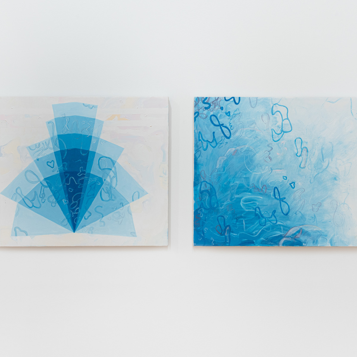 Line of Sight, oil on canvas-wrapped panel, 2 panels, 24x30 inches each, 2024. Photo Credit: Neighboring States